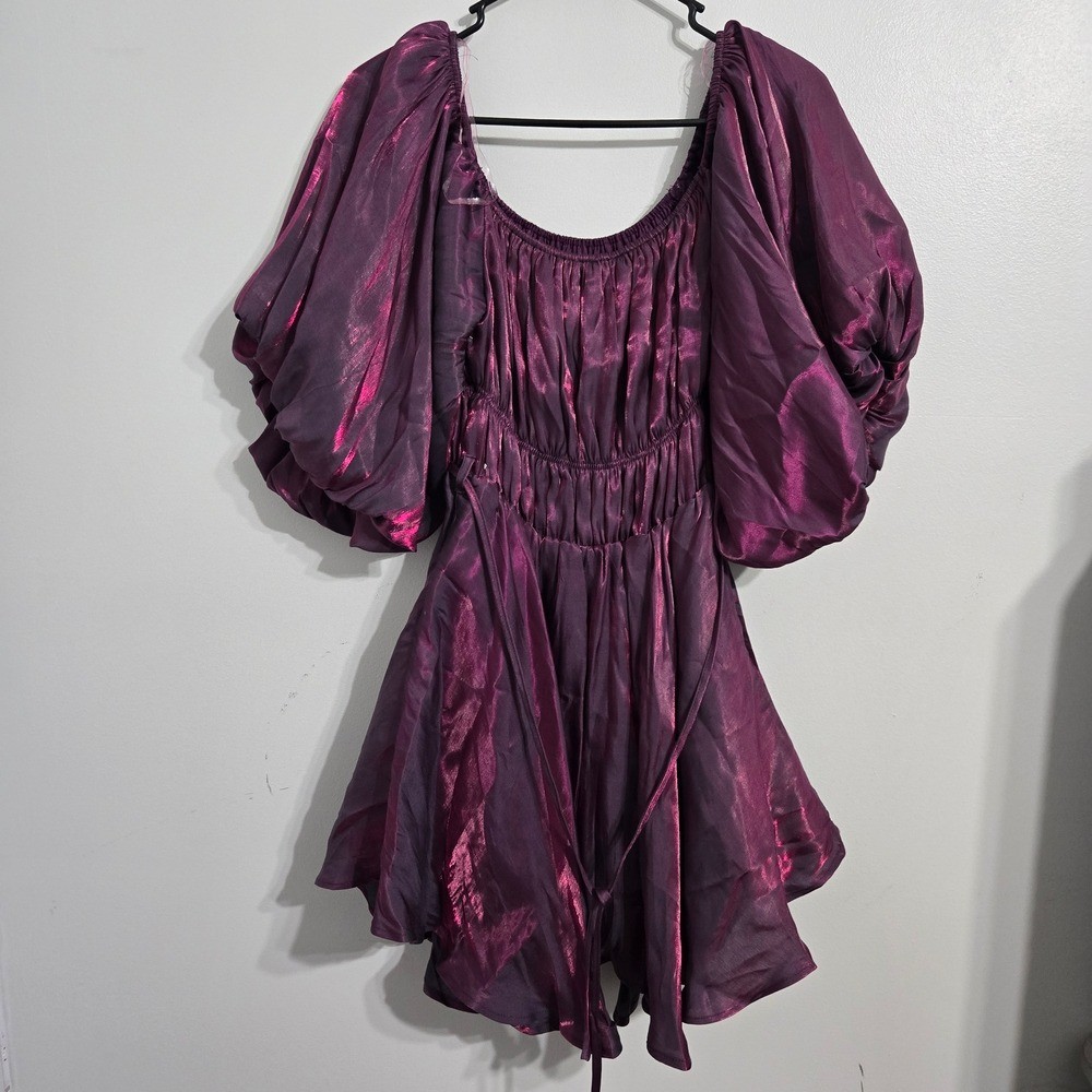 M#14 Altard State Shimmer Soleil Mini Short Dress Wine Purple Pink Size S NWT