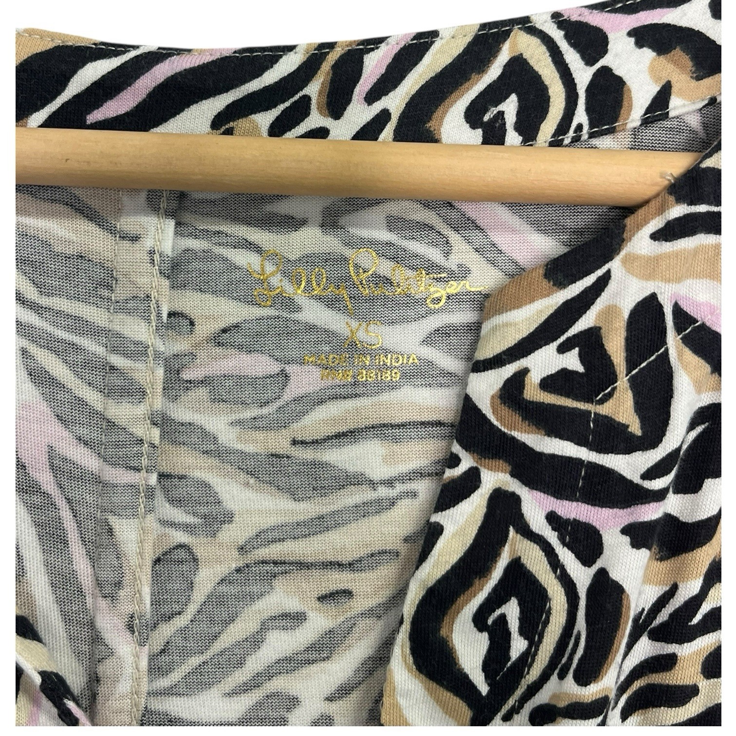 Lilly Pulitzer Dress Womens Extra Small Black Tropical Animal Print Boho Casual
