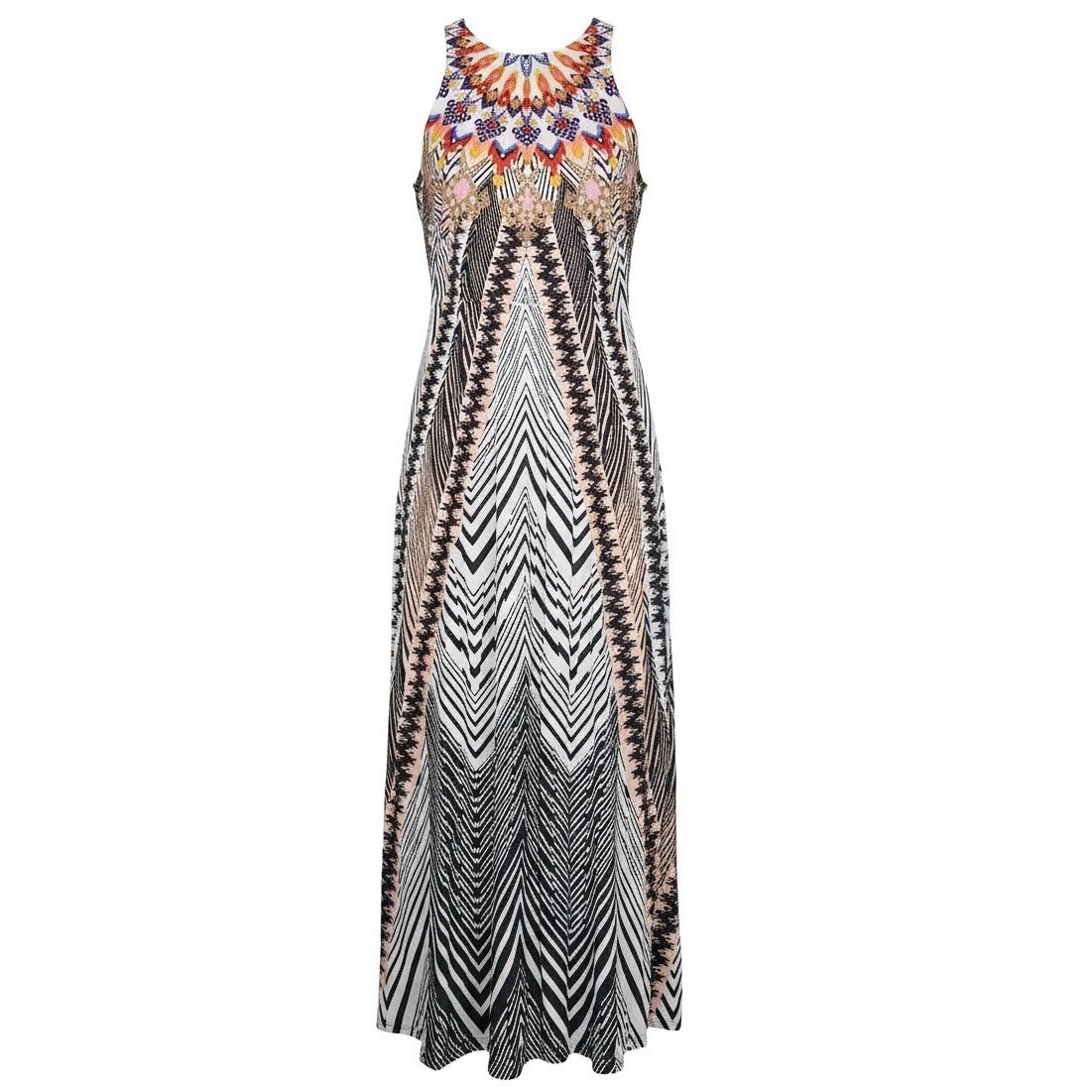 HD In Paris Anthropologie Boho Maxi Dress Geometric Tribal Print Size 2