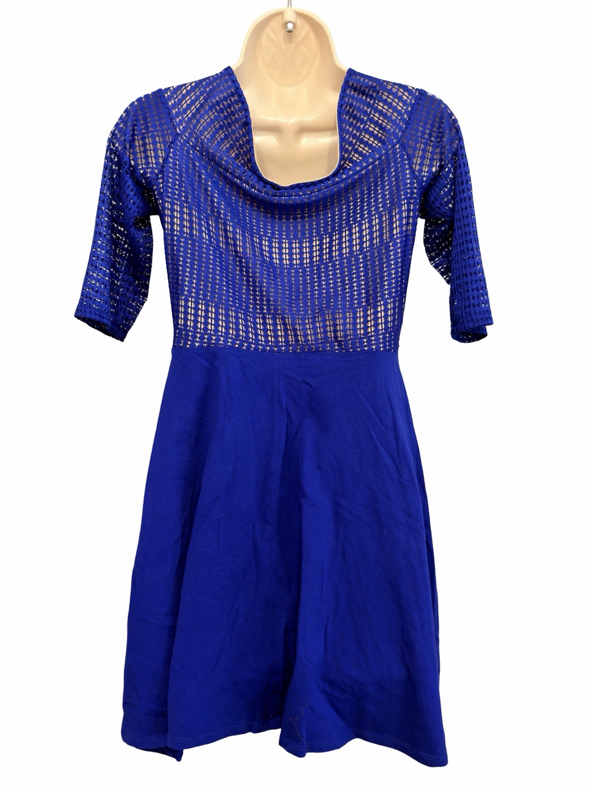 Dorothy Perkins Blue Lace Overlay Skater Dress UK 10