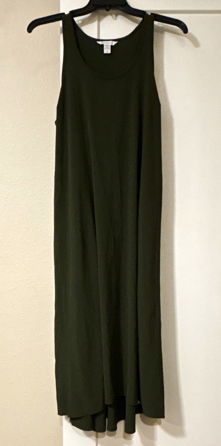 Athleta Green Scoop Neck Maxi Dress w/ Pockets Stretch Knit Sleeveless L