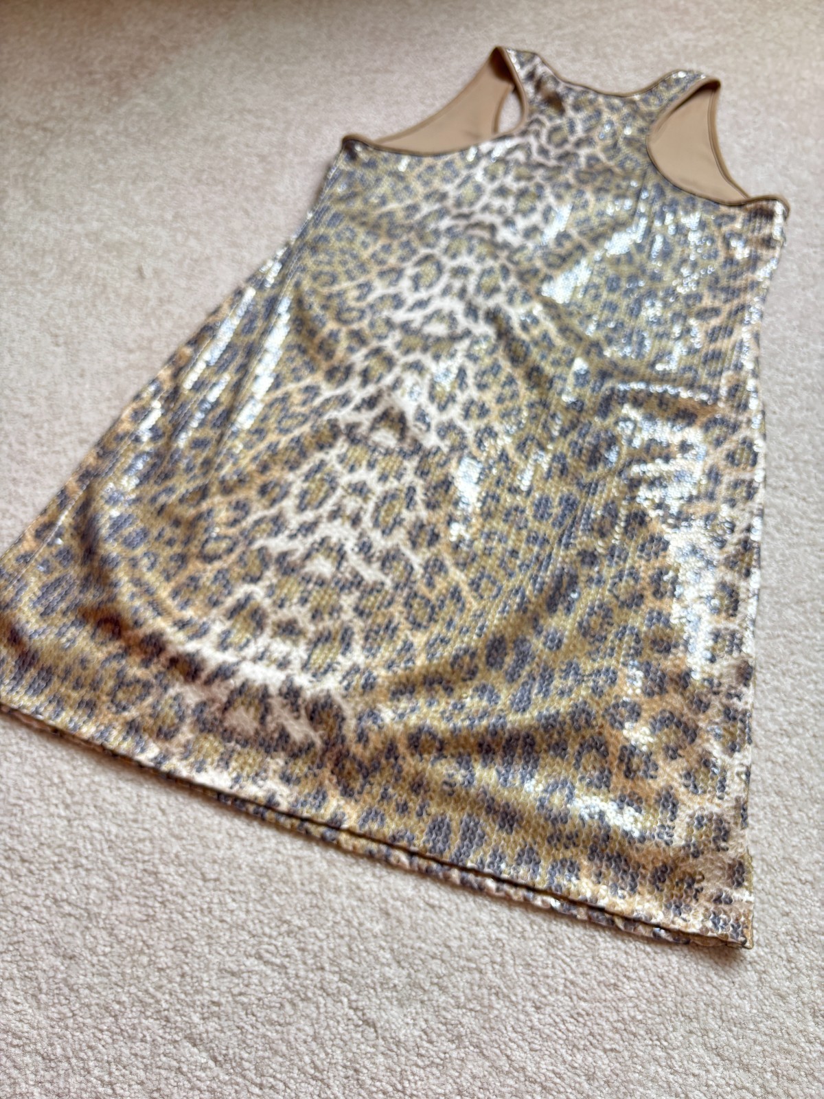 Andrea Behar Boston Proper Leopard Sequin Sleeveless Mini Dress Womens 12