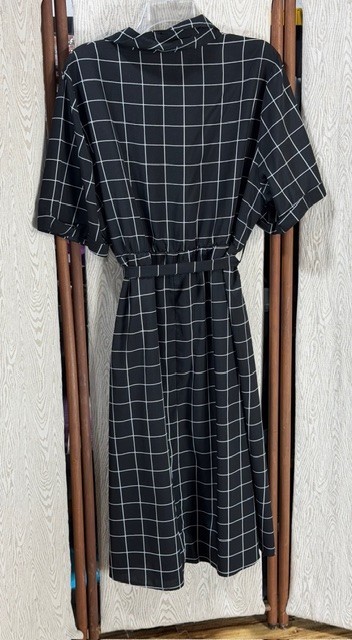 Women’s BloomChic Black White Checked Pullover Belted Dress US 18-20 MUST SEE !!
