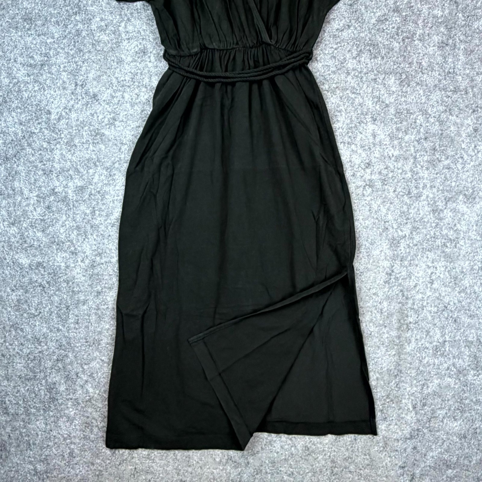 Revolve Z Supply Maryn Wrap Midi Dress Womens XS Black Rope Belt Neutral LBD