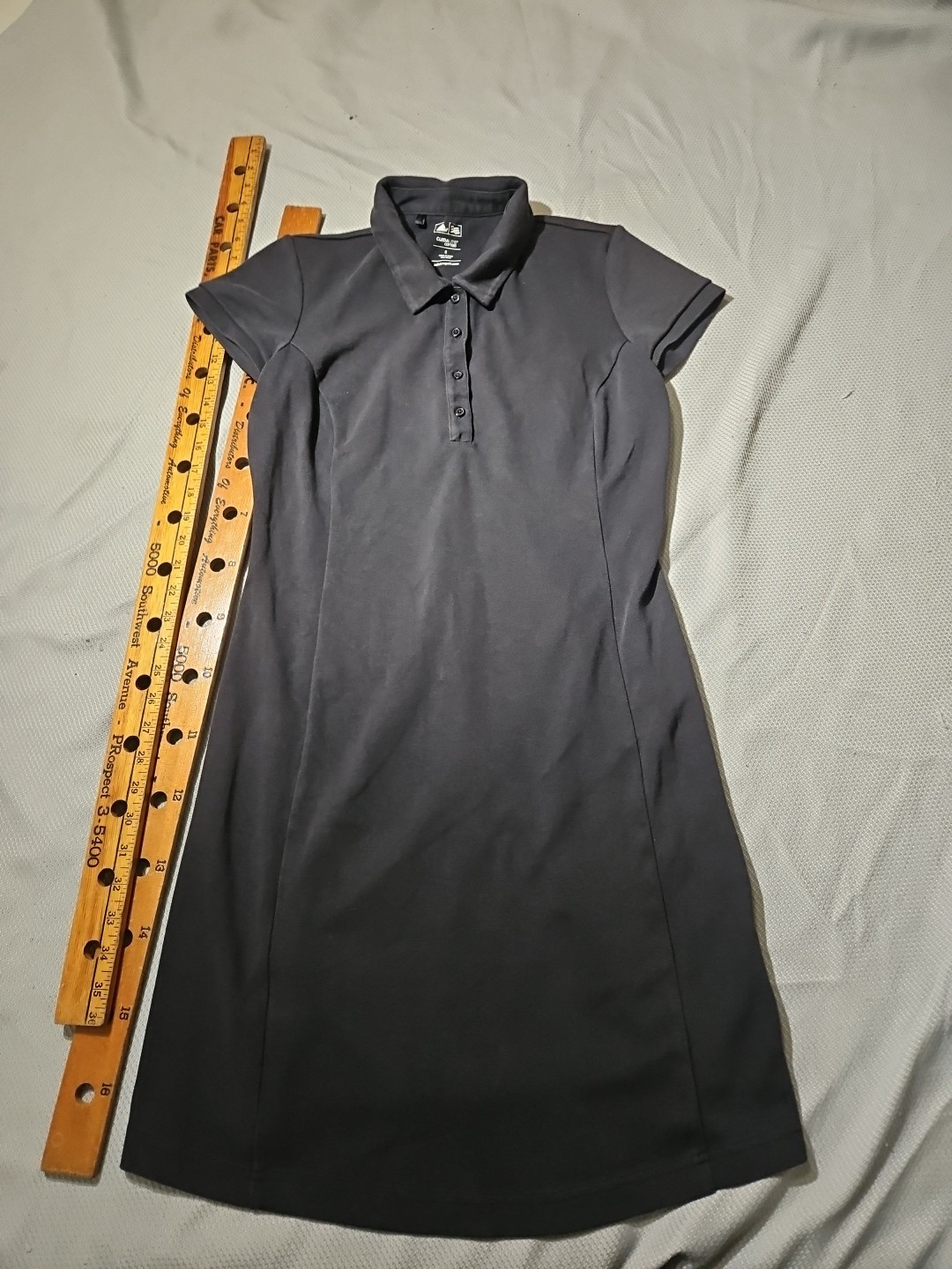 Adidas Golf Dress Womens Size 6 Black Pocket Logo Stretchy Capsule Polo Button