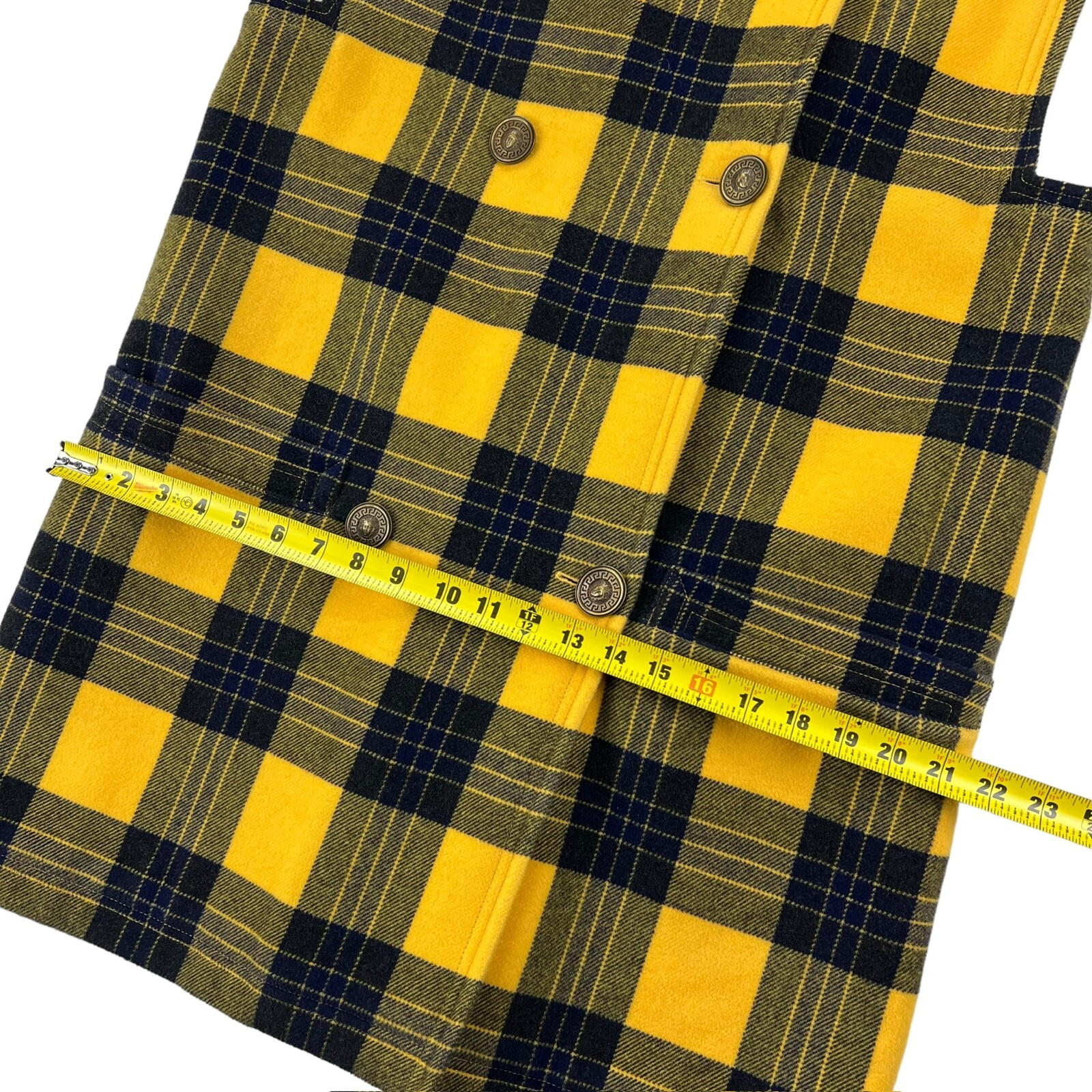 Gianni Versace Double Breasted Shift Dress Wool/Cashmere Tartan Plaid • 38 Italy