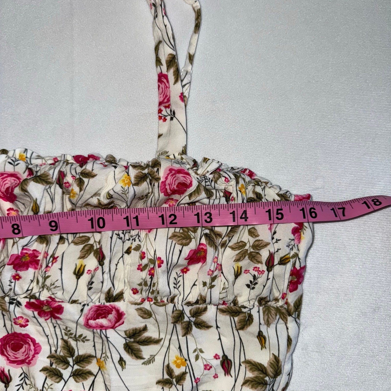 Trixxi Unlined Blend Spaghetti Strap Floral Mini Tank Dress L Stretched