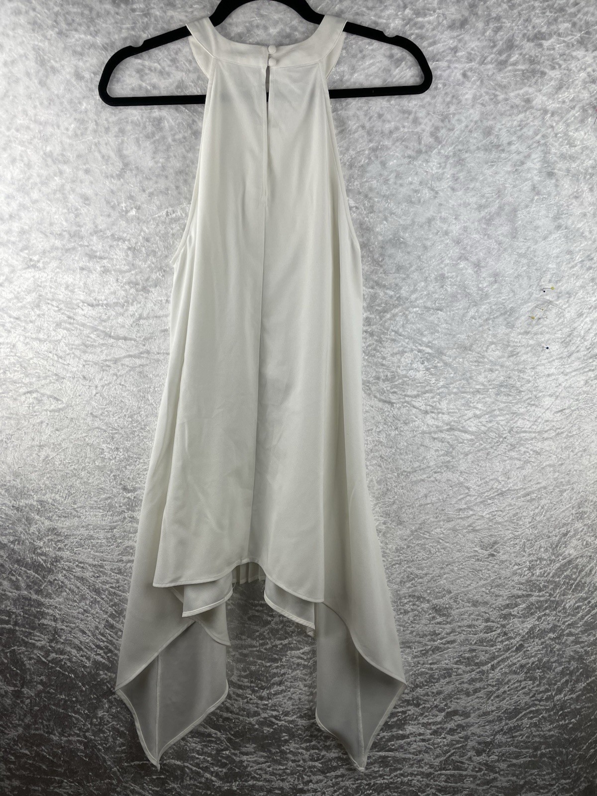 Miss Selfridge Y2K Size 12 Cream / White Handkerchief Hem Floaty Dress Pleated