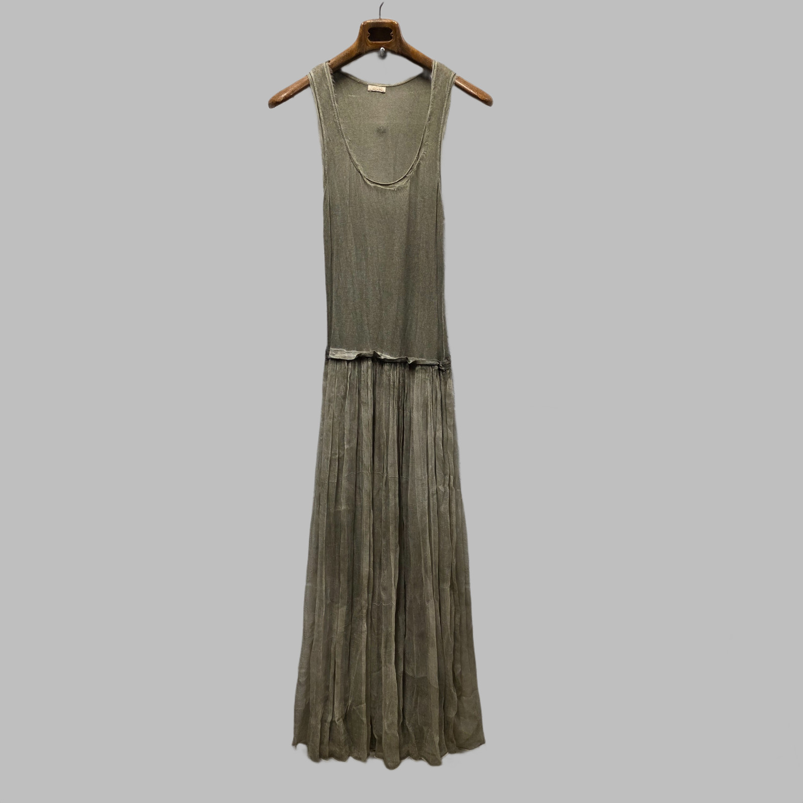 Falconeri Silk maxi dress Viscose Silk Green Gray Knit Made in Italy sheer skirt