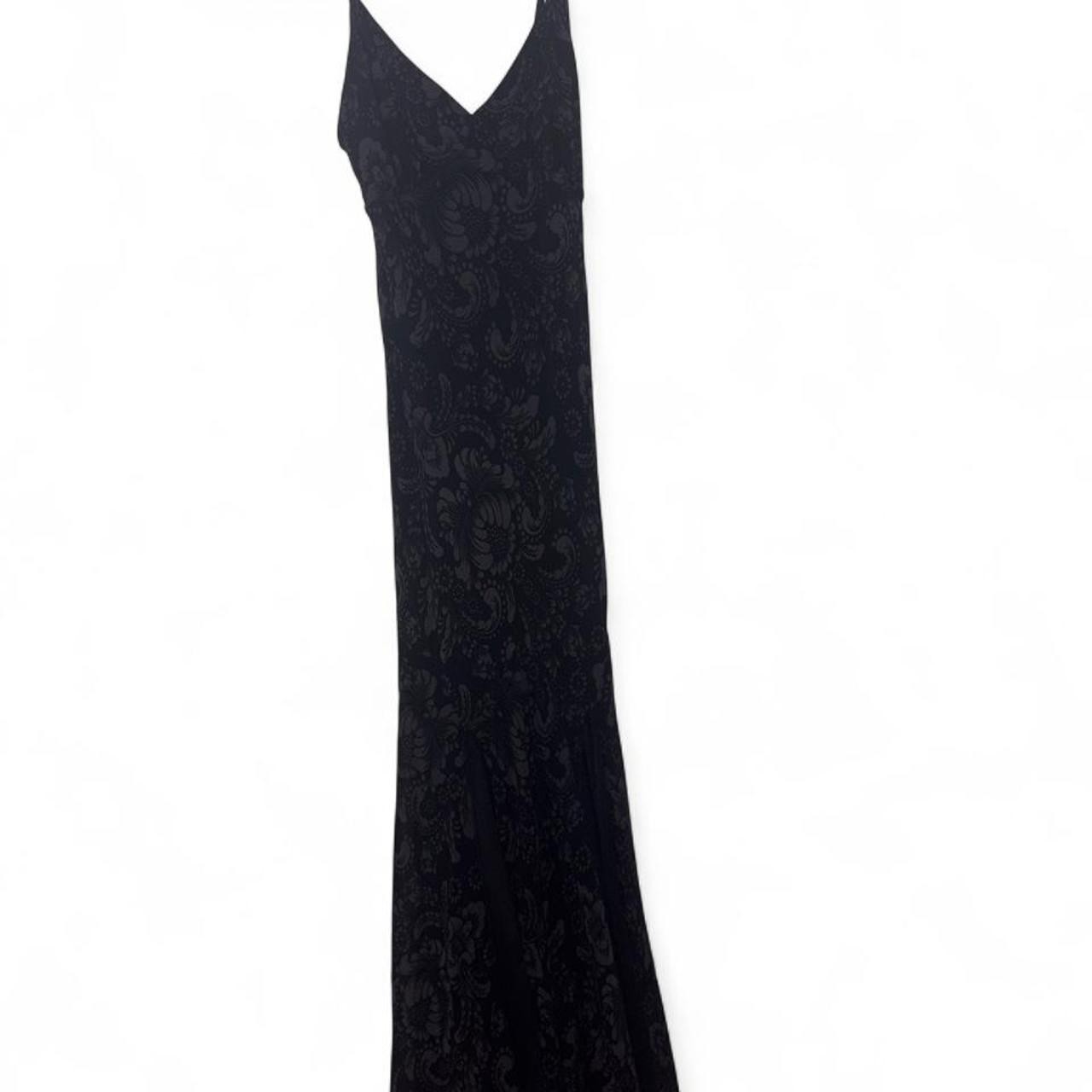 Betsey Johnson Black Burnout Paisley Mermaid Slip Dress Y2K Formal Maxi Size XS