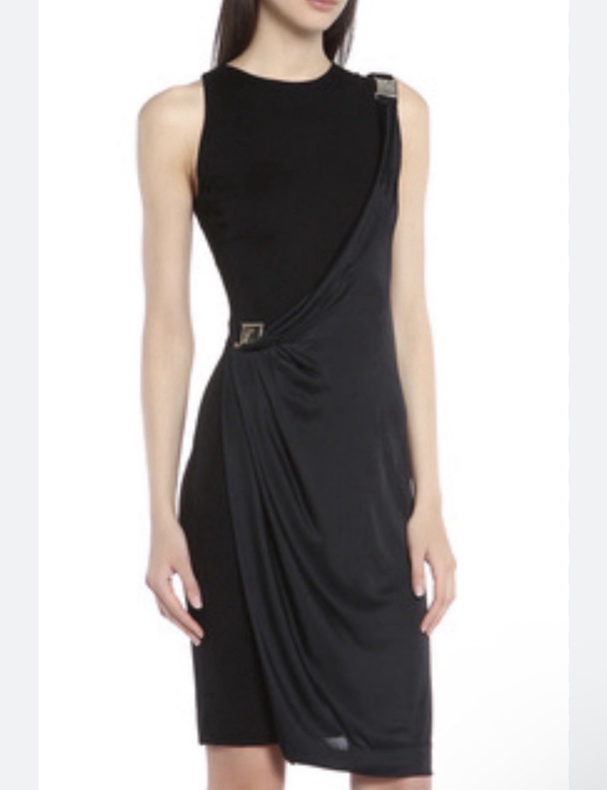 Versace Collection Black Dress With Medusa Buckles