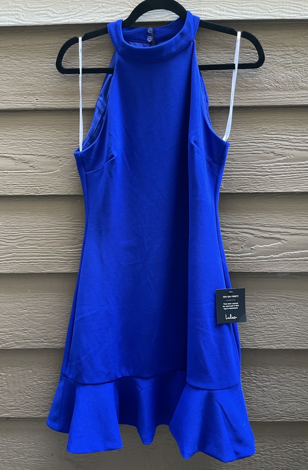 Women’s Lulu’s Royal Blue Halter Cocktail Dress. Brand New With Tags Size M