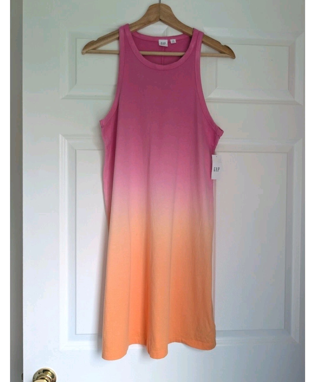 NWT GAP Cotton Sleeveless Ombre Shift Tank Mini Dress Coverup Sz XS Pink Orange