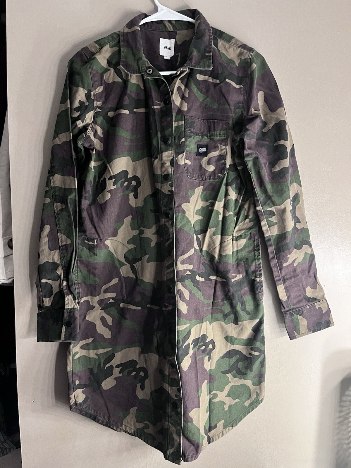 VANS Woman’s CAMO Button Up Shirt Dress/SIZE S