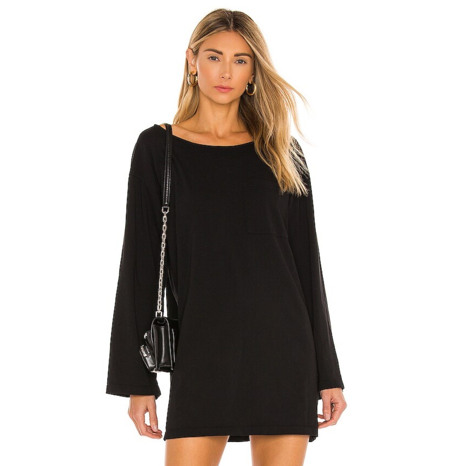 Lovers & Friends Astrid Mini Dress Long Sleeve Cotton Jersey Pullover Size S
