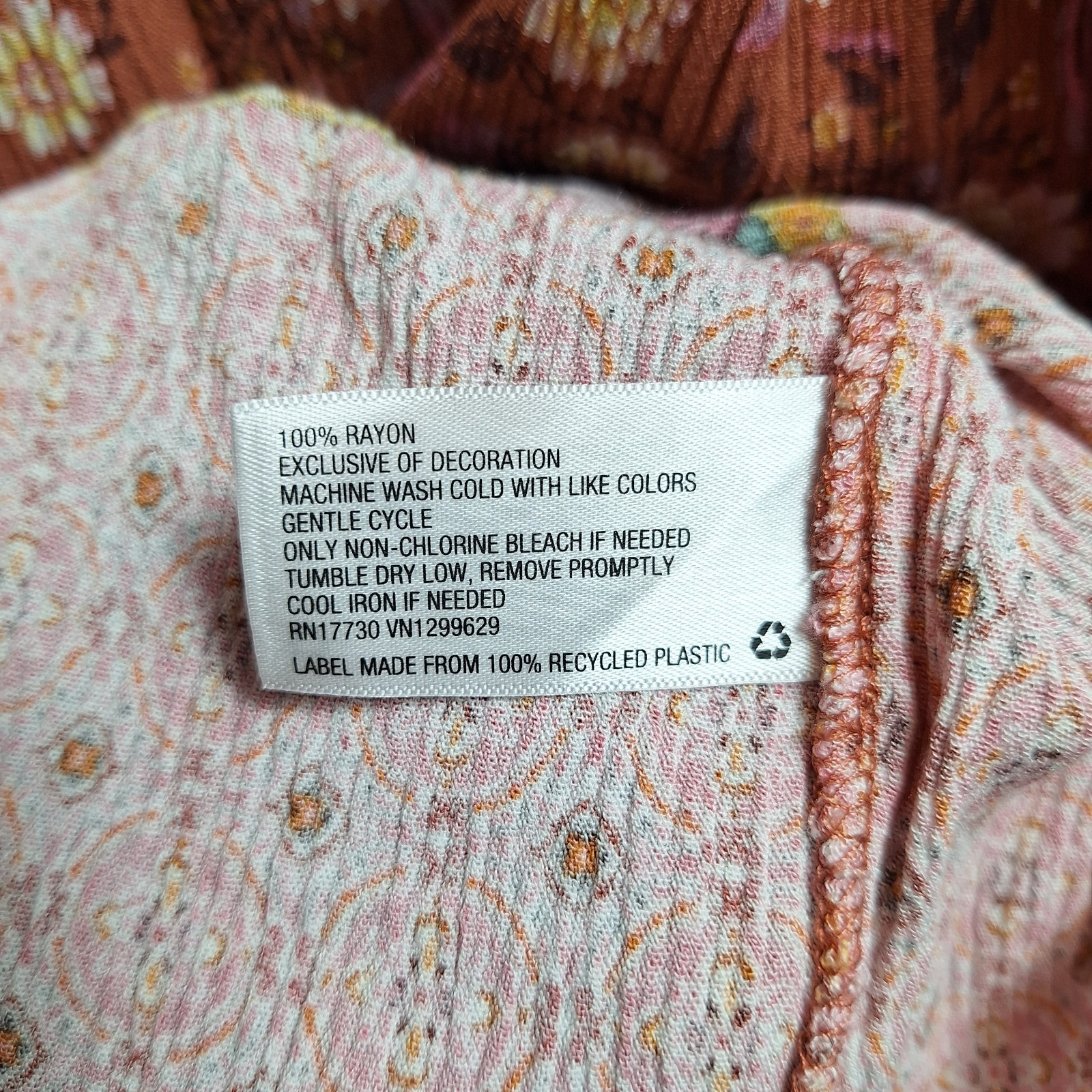 KNOX ROSE Peasant Midi Dress Sz M Rusty Orange Floral Cottagecore Prairie Boho