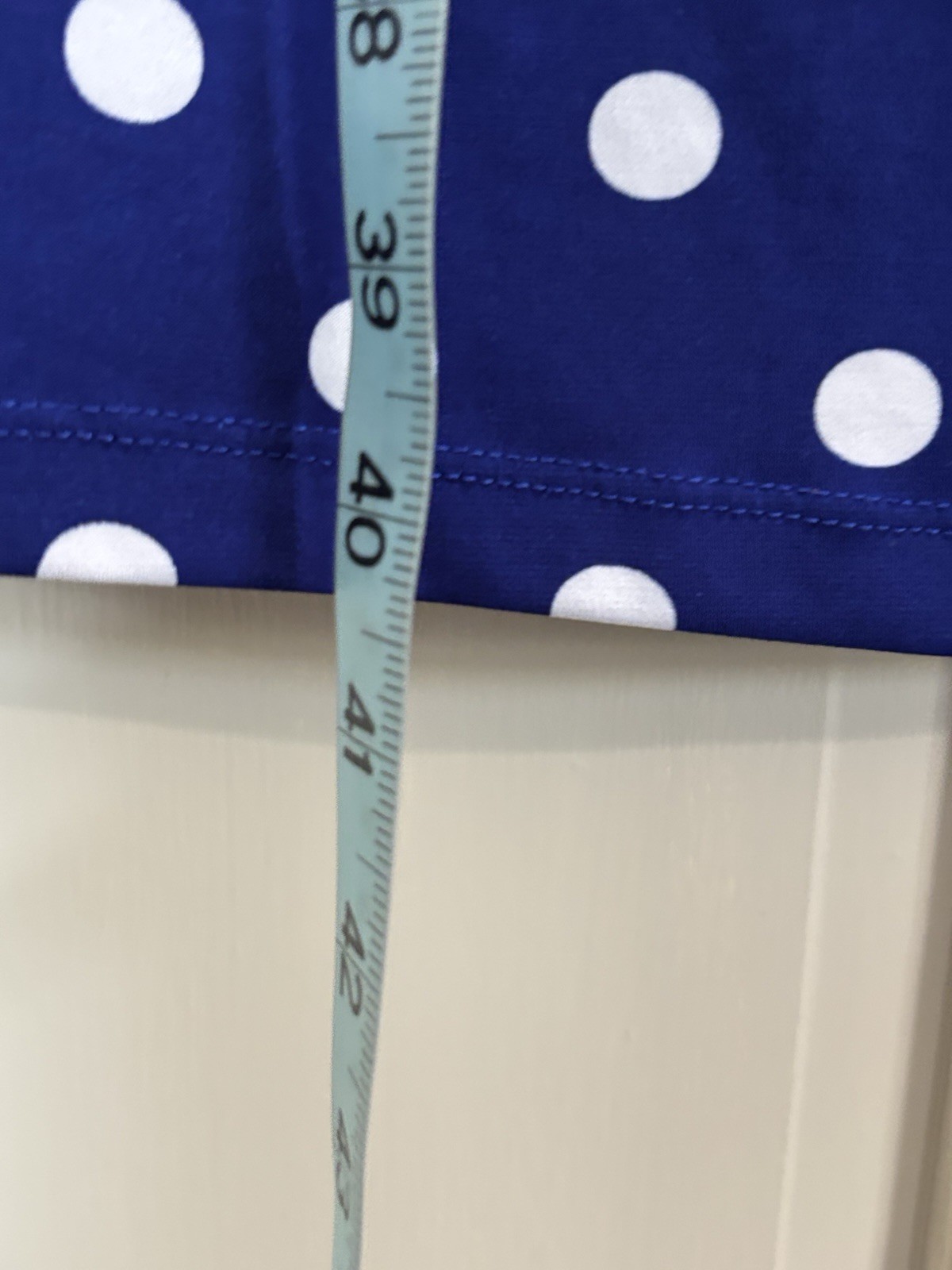 Connected Blue/White Polka Dot Midi Dress Size 14 Straps Gathered Wrap Skirt