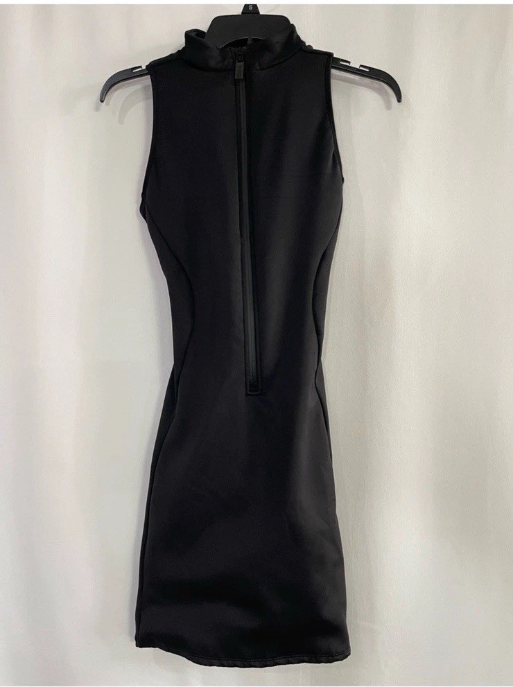 Ta3 Sleeveless Black Zip-Front Bodycon shapewear compression dress