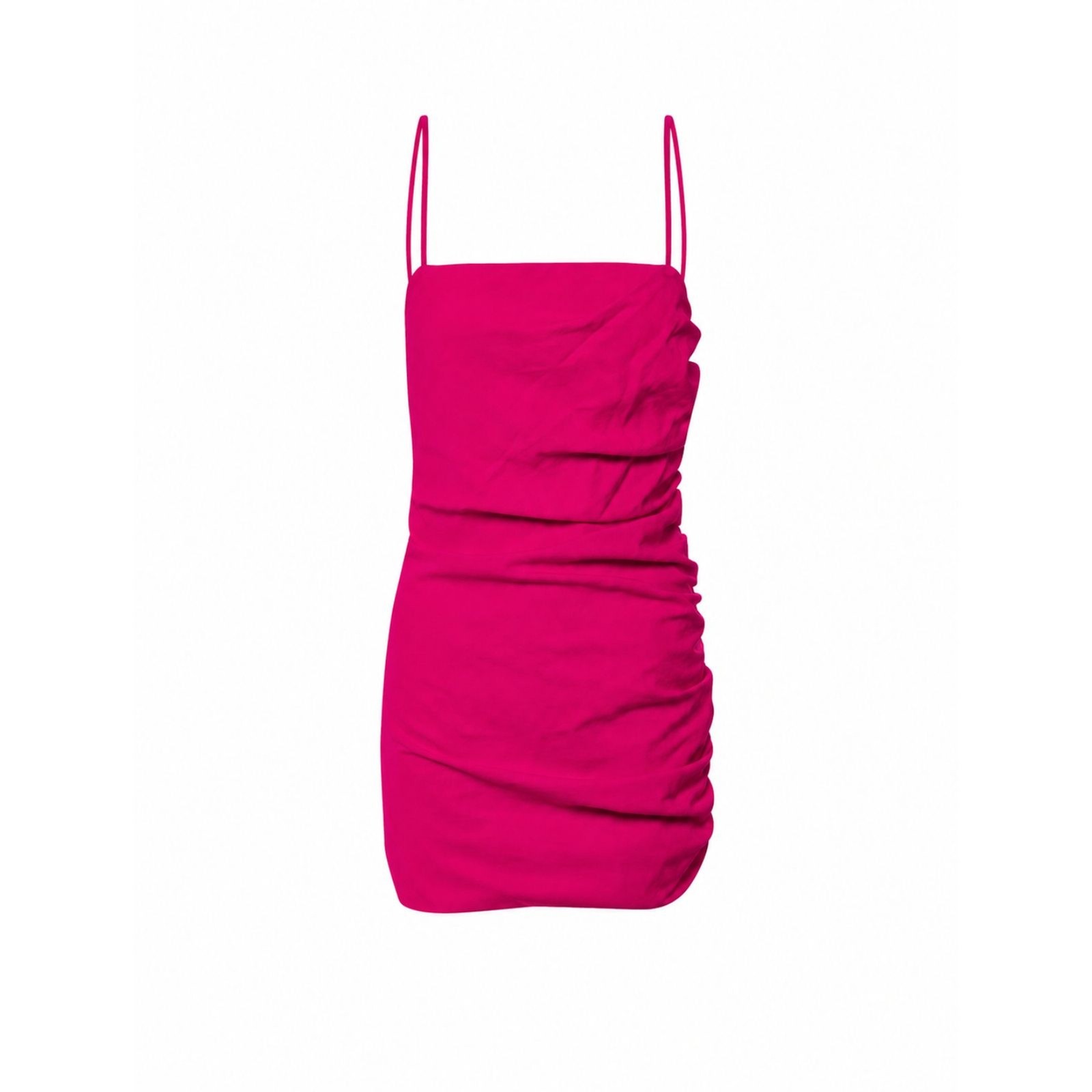 NWT The Sei Ruched Mini Dress Fuchsia Pink Bodycon Spaghetti Strap Size S