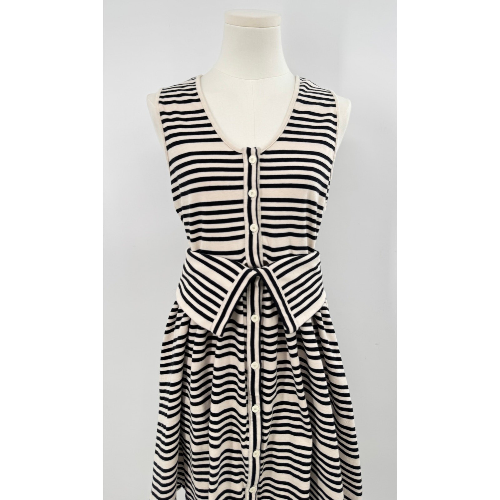 Opening Ceremony Black Ivory Stripe Dress Button Up Sleeveless Mini Small