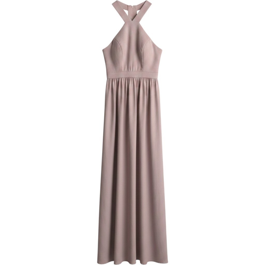 Lulus Heavenly Hues Mauve Rose Halter Maxi Dress Small Pink Formal Bridesmaid