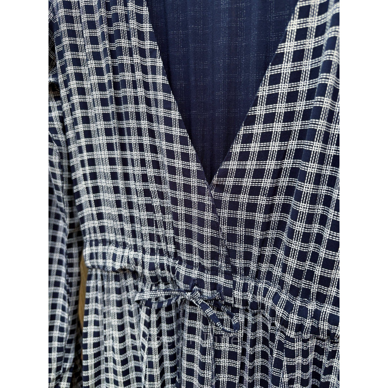 Christy Dawn Audrey Maxi Dress Navy Blue Check Plaid Size Small