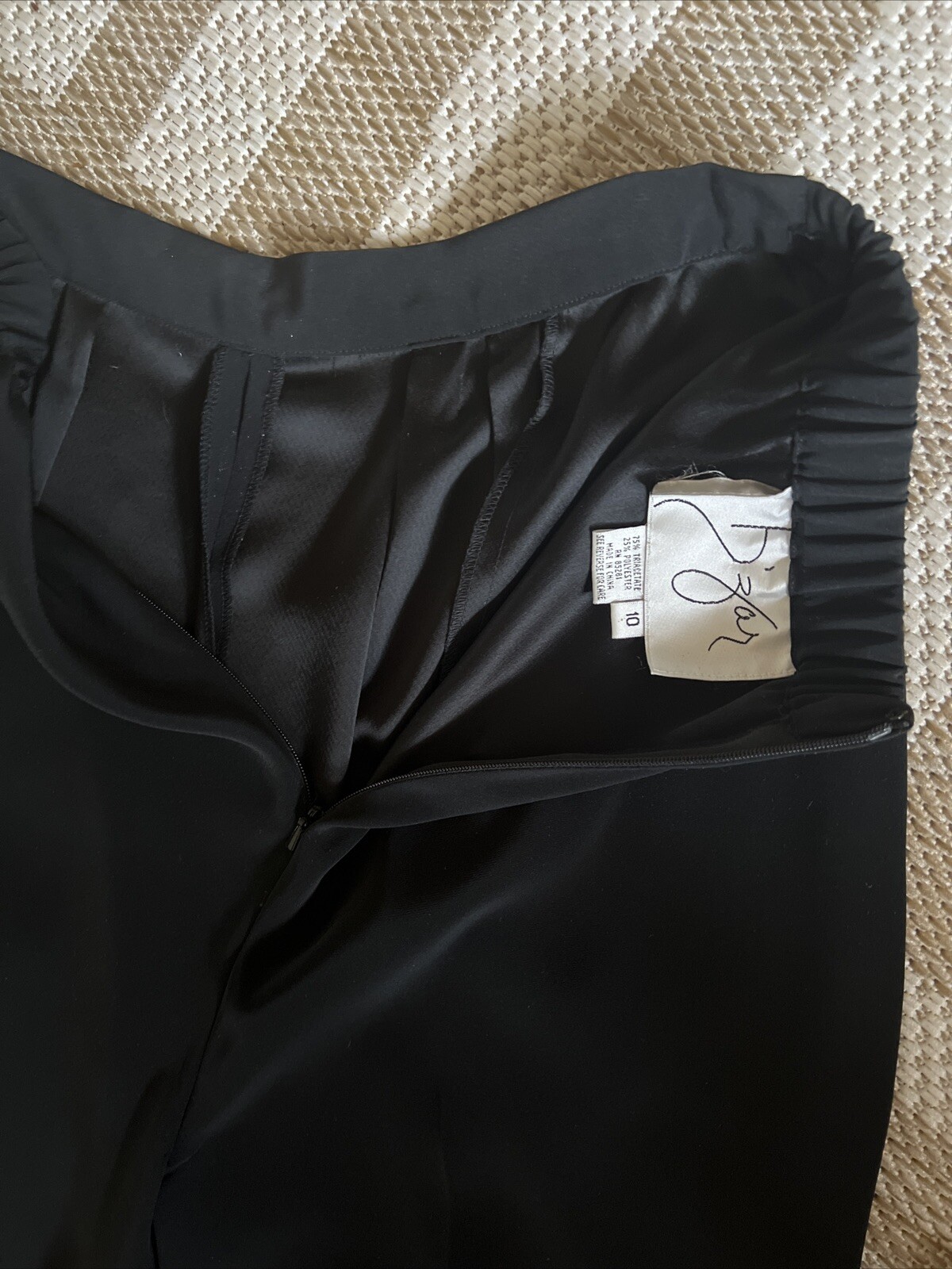 B’ZAR Vtg Blk 3 Piece.MaxiDress W/ High Front Slit/ /Trousers/ Scarf. Sz10.