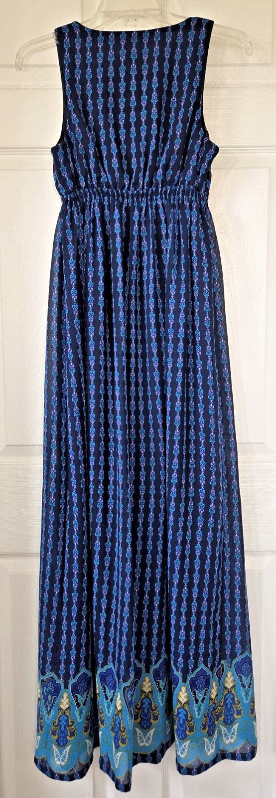 MOSSIMO Women’s Navy Blue Sheer Maxi Dress Sleeveless High Waist V-Neck Size XS