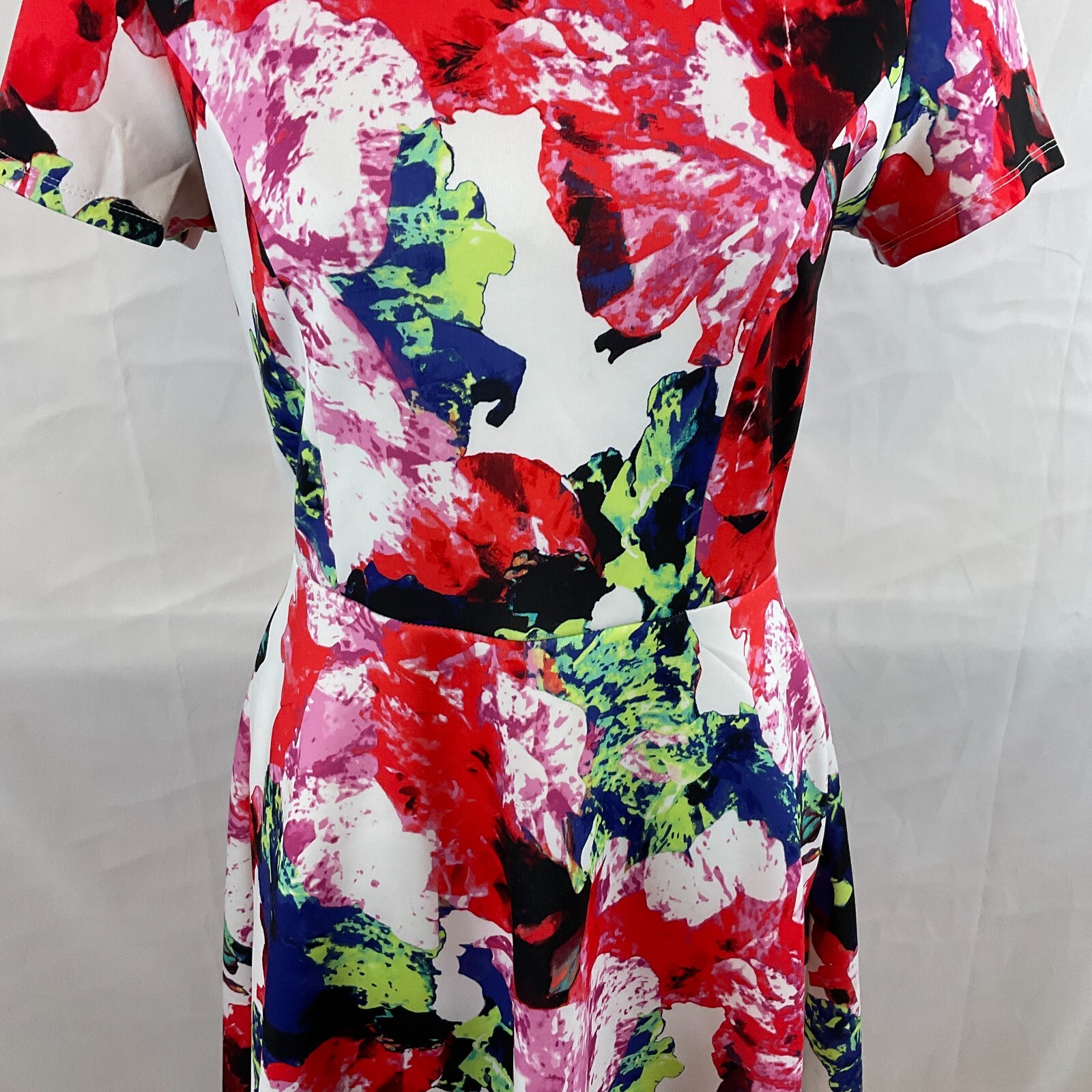 Milly Design Nation Dress A-Line 10 White Red Purple Blue Green Abstract