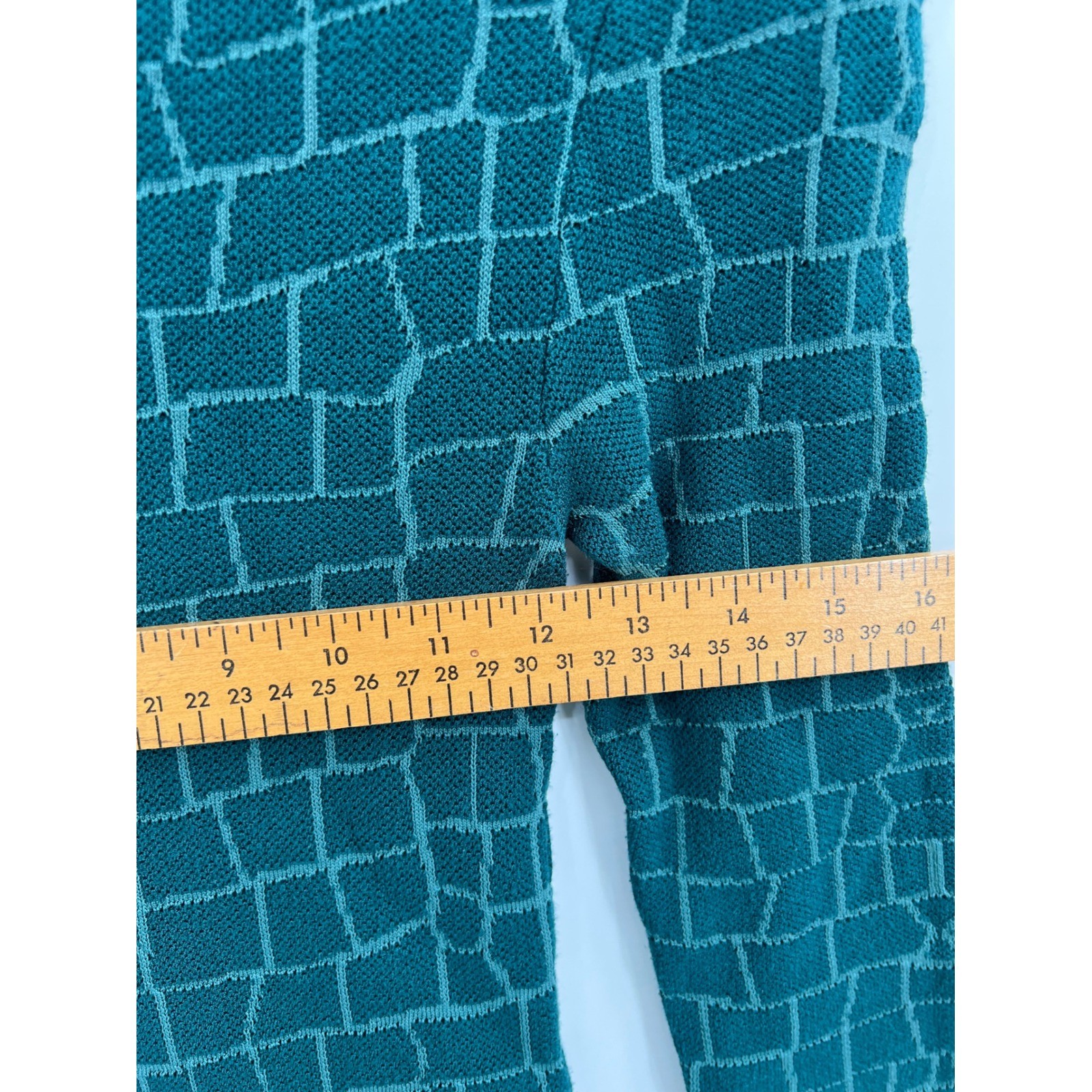 STAUD Teal Green Croc Embossed Jacquard Mock Neck Midi Sweater Dress XS