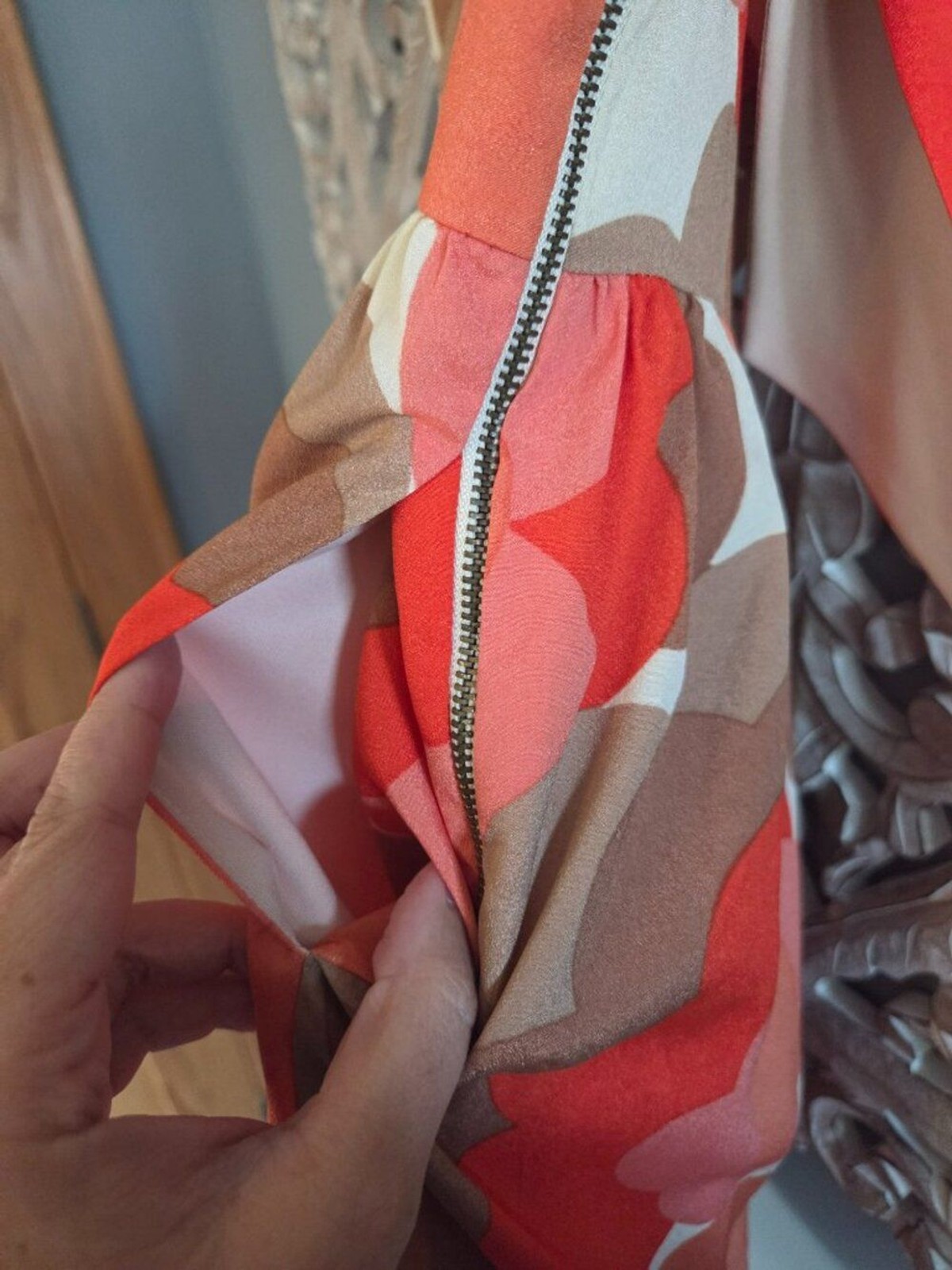 Judith March‎ Retro Orange Brown Flower Midi Dress Small