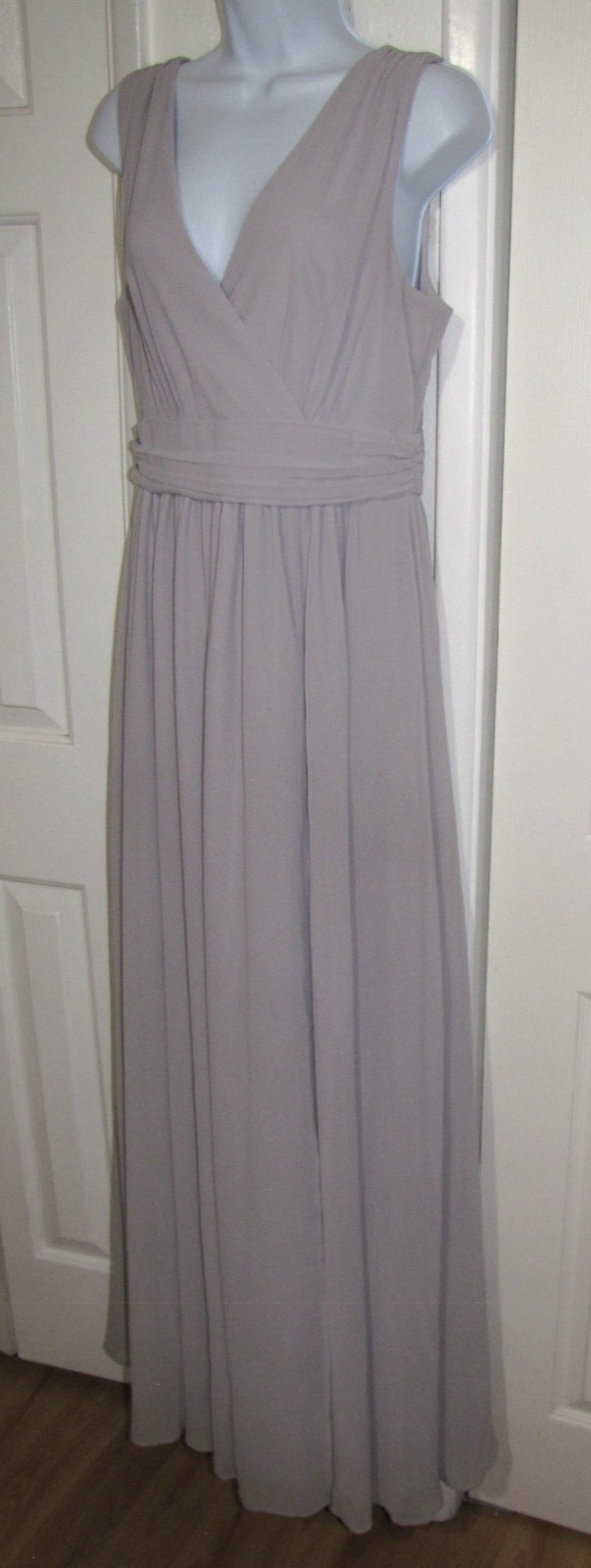 NWT Lulus Maxi Formal Dress Heather-Lavender Chiffon Cross-over-V-neck Wm. M