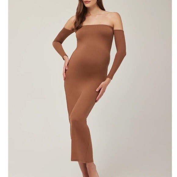 Bumpsuit Angelina dress Mocha s small long maternity