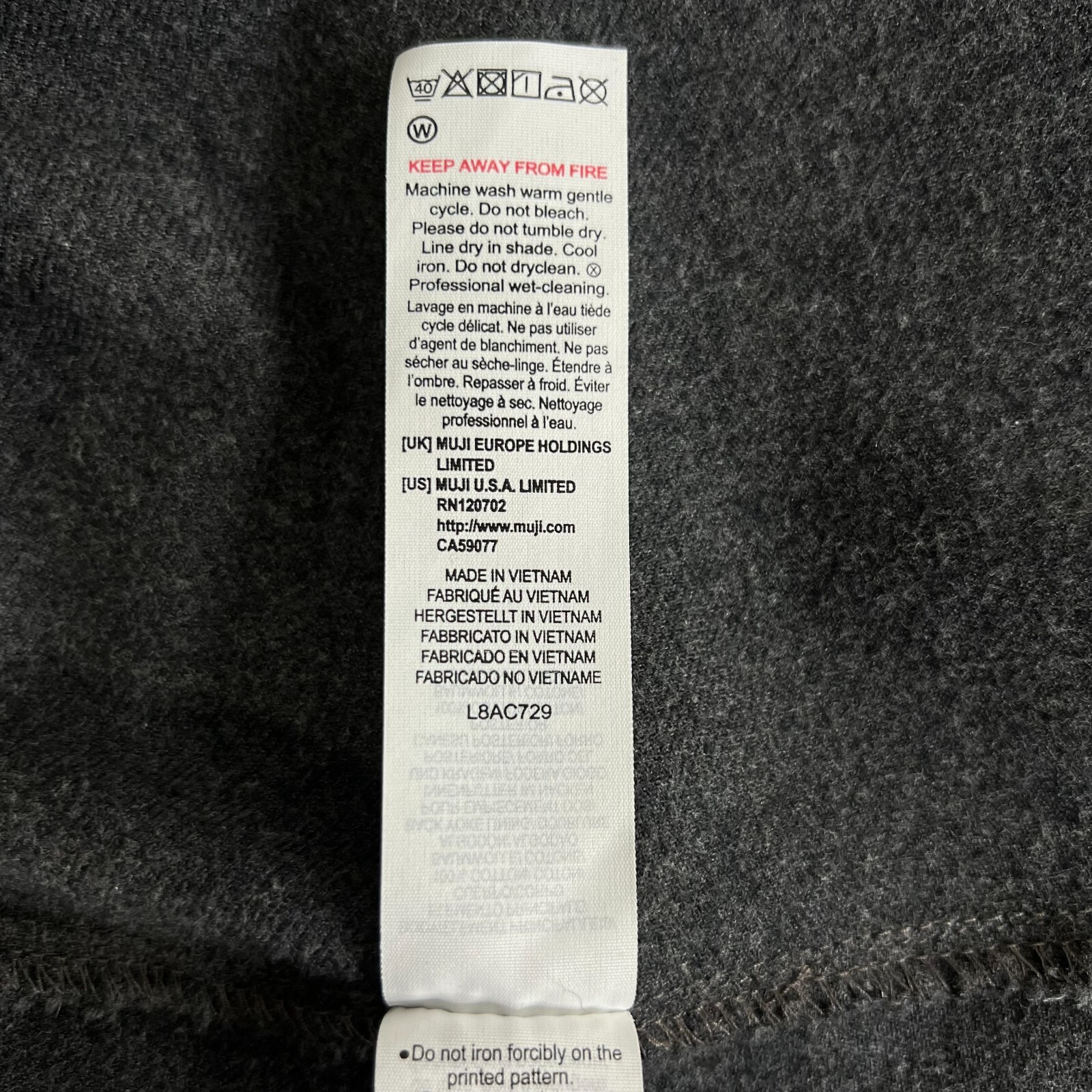 MUJI Size Medium Cotton Flannel Gray Dress Minimalist Lagenlook