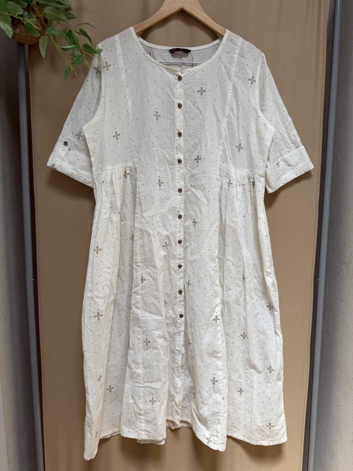 New MA’VIE elegant comfort Geo print loose fit Boho dress Womens sz XL cotton