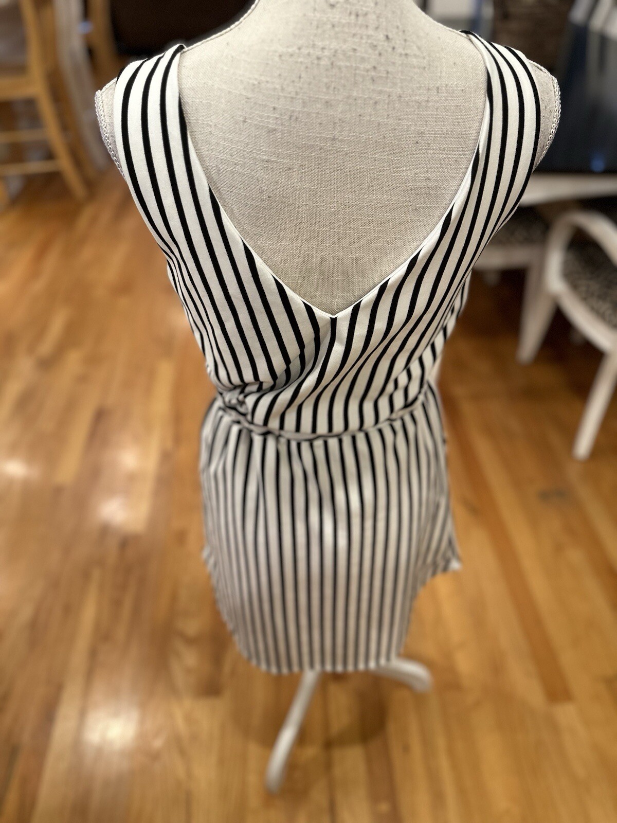 Copper Key Black And White Striped Sleeveless Dress