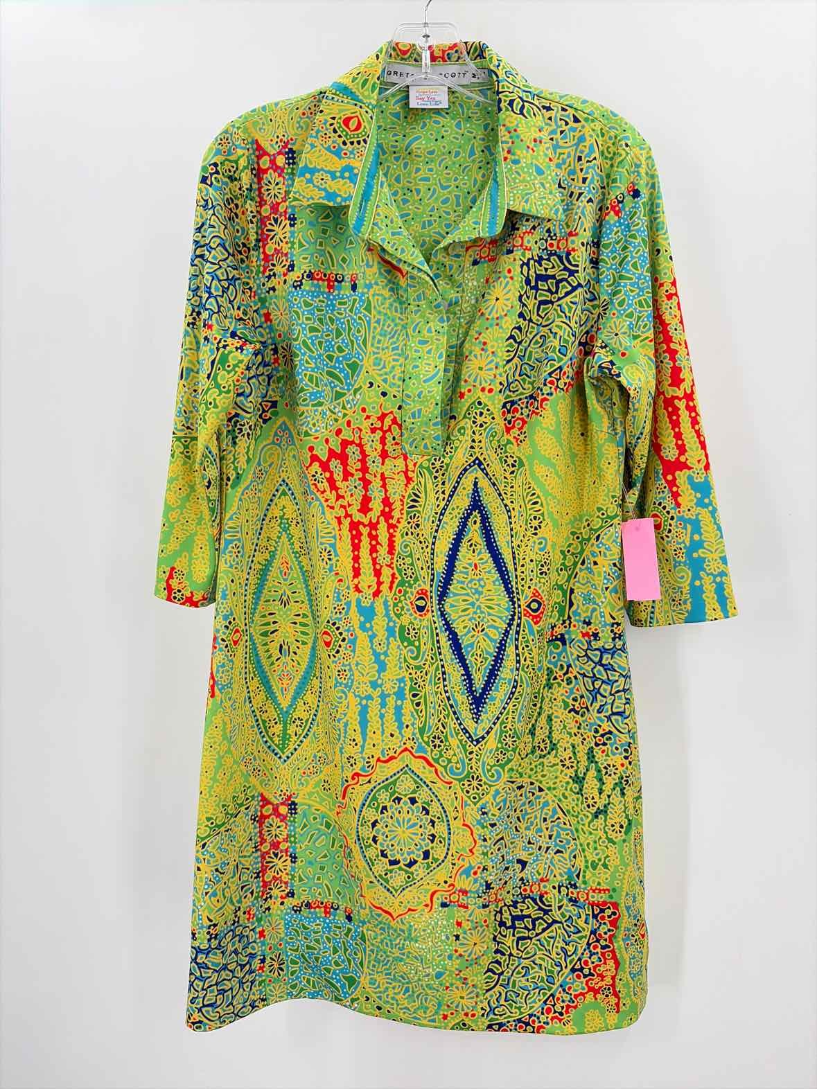 Pre-Owned Gretchen Scott Green Size Medium Midi Long Sleeve Dress