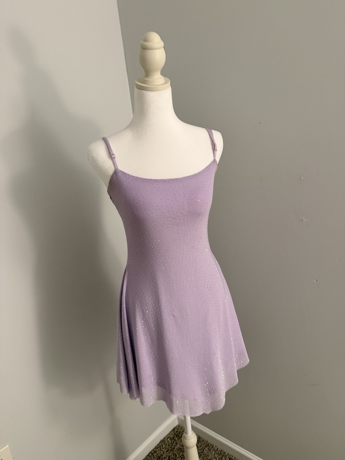 Women’s Size Small Lilac Rhinestone Mini Dress Spaghetti Strap Party Dress