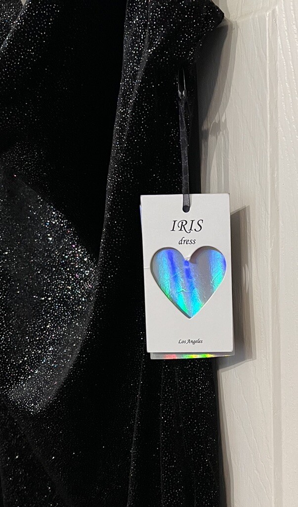 IRIS Black + Silver Glitter Sparkly Party Dress Size S NWT