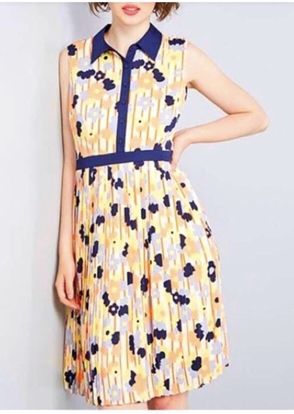 NWT Modcloth Just My Typist Size 8 Floral Pleated Shirt Dress