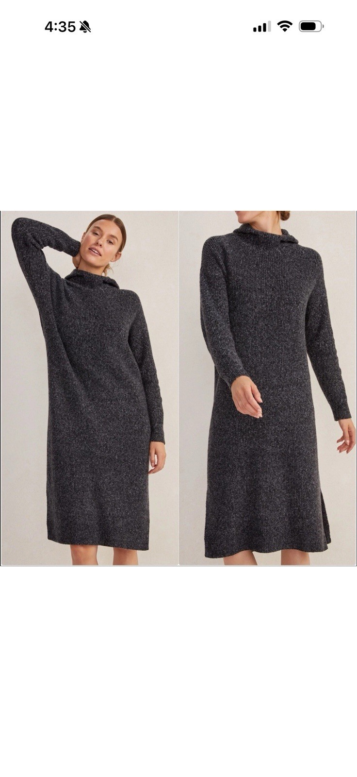 NWT Haven Well Within Sweater Dress M Gray Rib Kit Midi Hooded Lounge Minimalist