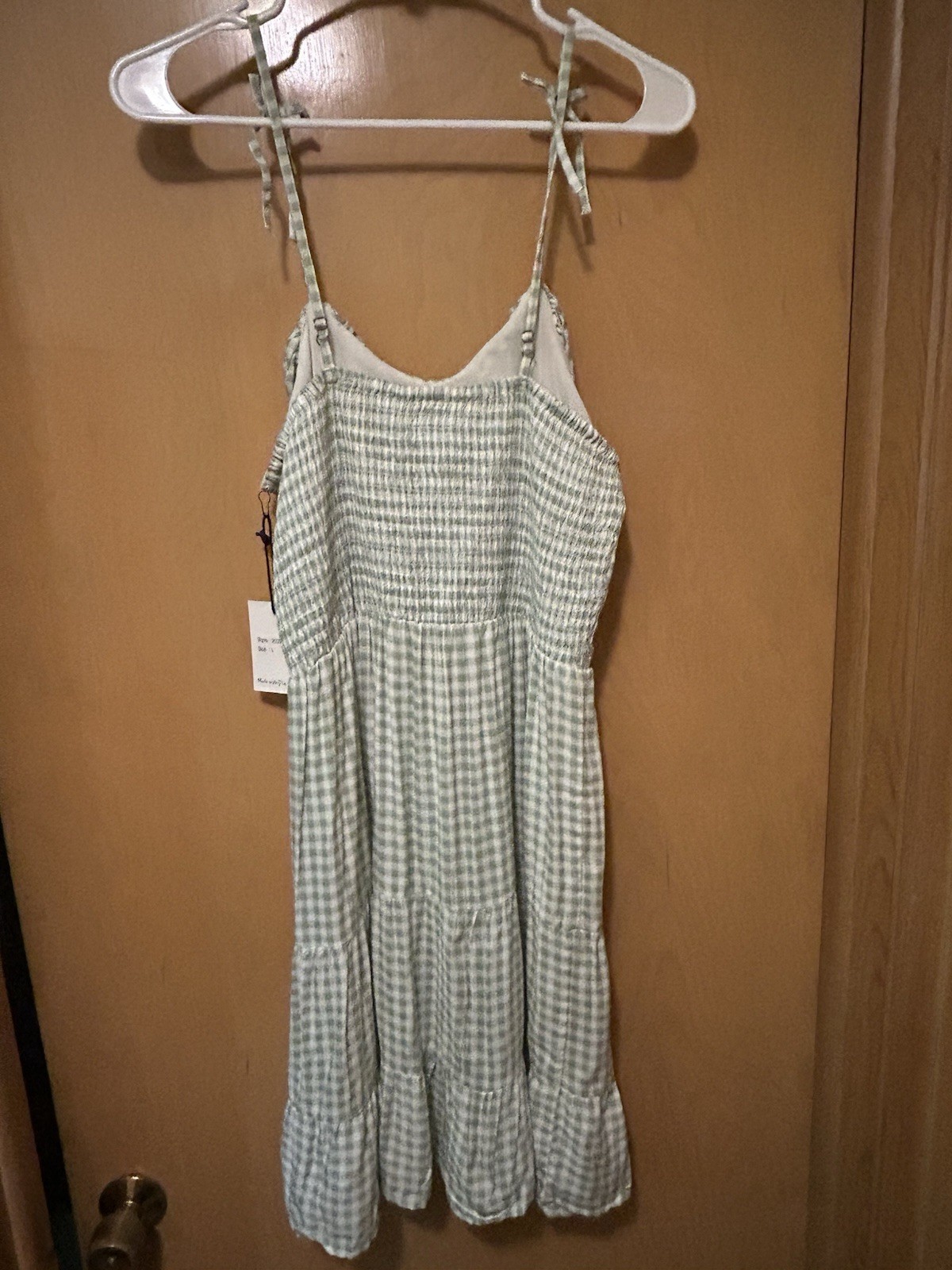 NWT! Jopna Light Green Gingham Thin Strap Sundress Size Large