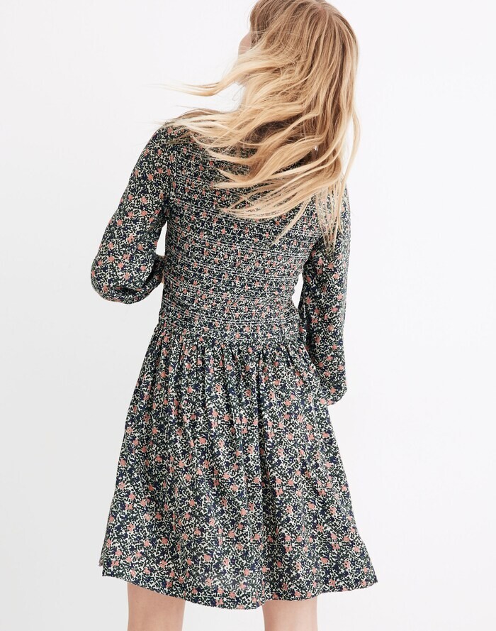 APIECE APART Olivia Floral Smocked Floral Babydoll Mini Dress Shopbop 12 XL $325