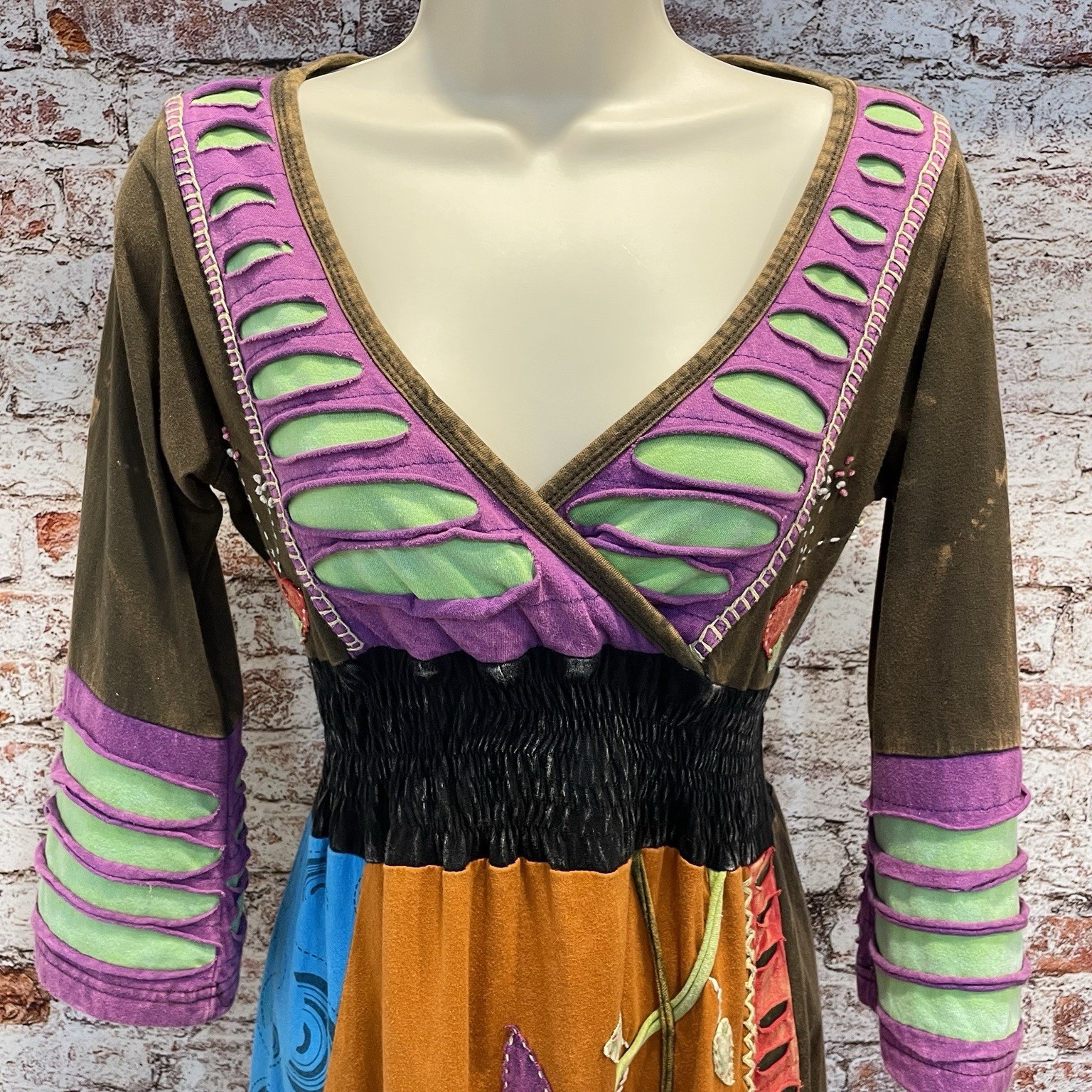 Rising International Boho Festival Patchwork Dress Cotton Nepal S