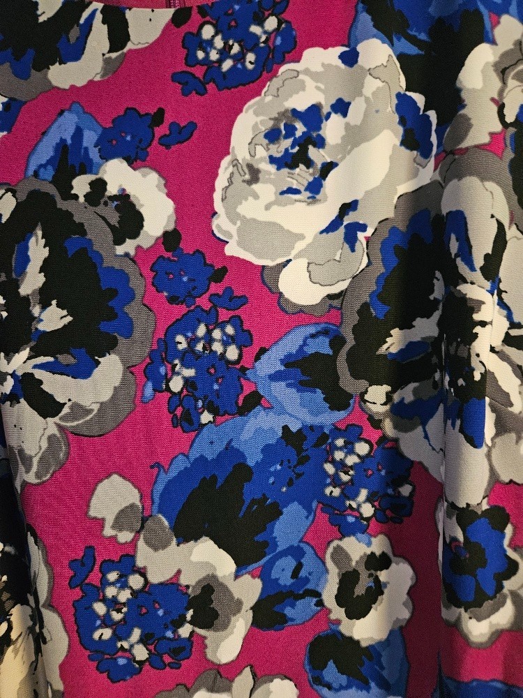 Kasper Pink Dress with Blue and Black Flowers
