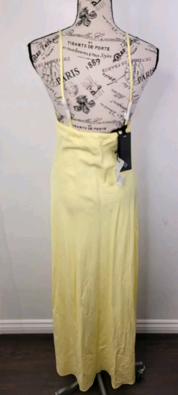 Bcbg Max Azria Iris Yellow Slip Maxi Dress Sz Small EU 40 V Neck Long Nwt