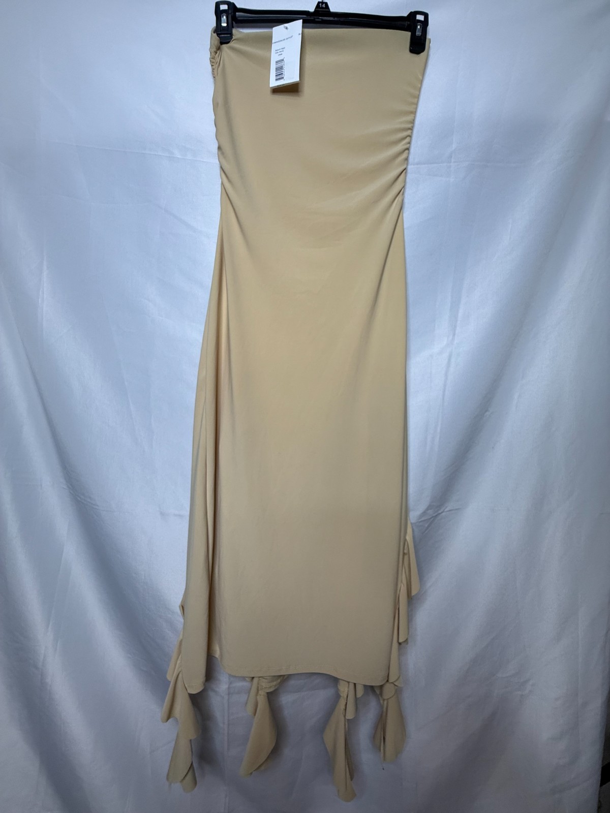 Aqua Womens Mocha Stretch USA Made Ruffled Strapless Bodycon Tube Dress Size L
