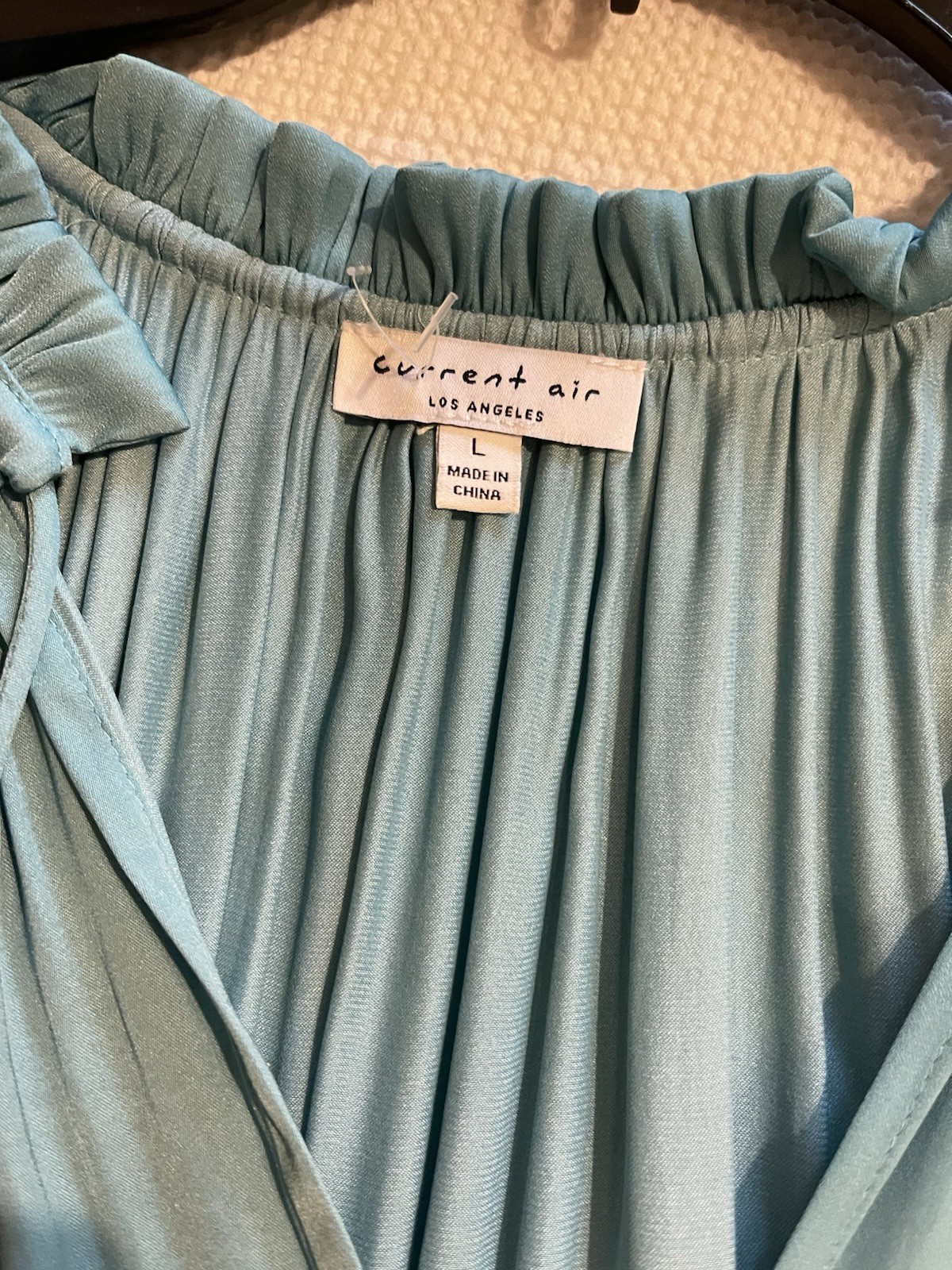Current Air Cara Sleeveless Ruffle Neck Pleated Teal Mini Dress L