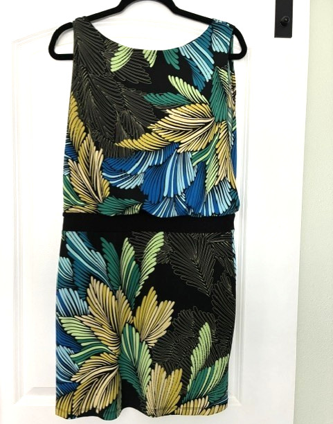 EN FOCUS STUDIO Women’s Sheath Dress Black Blue Green Yellow Floral – Size 8