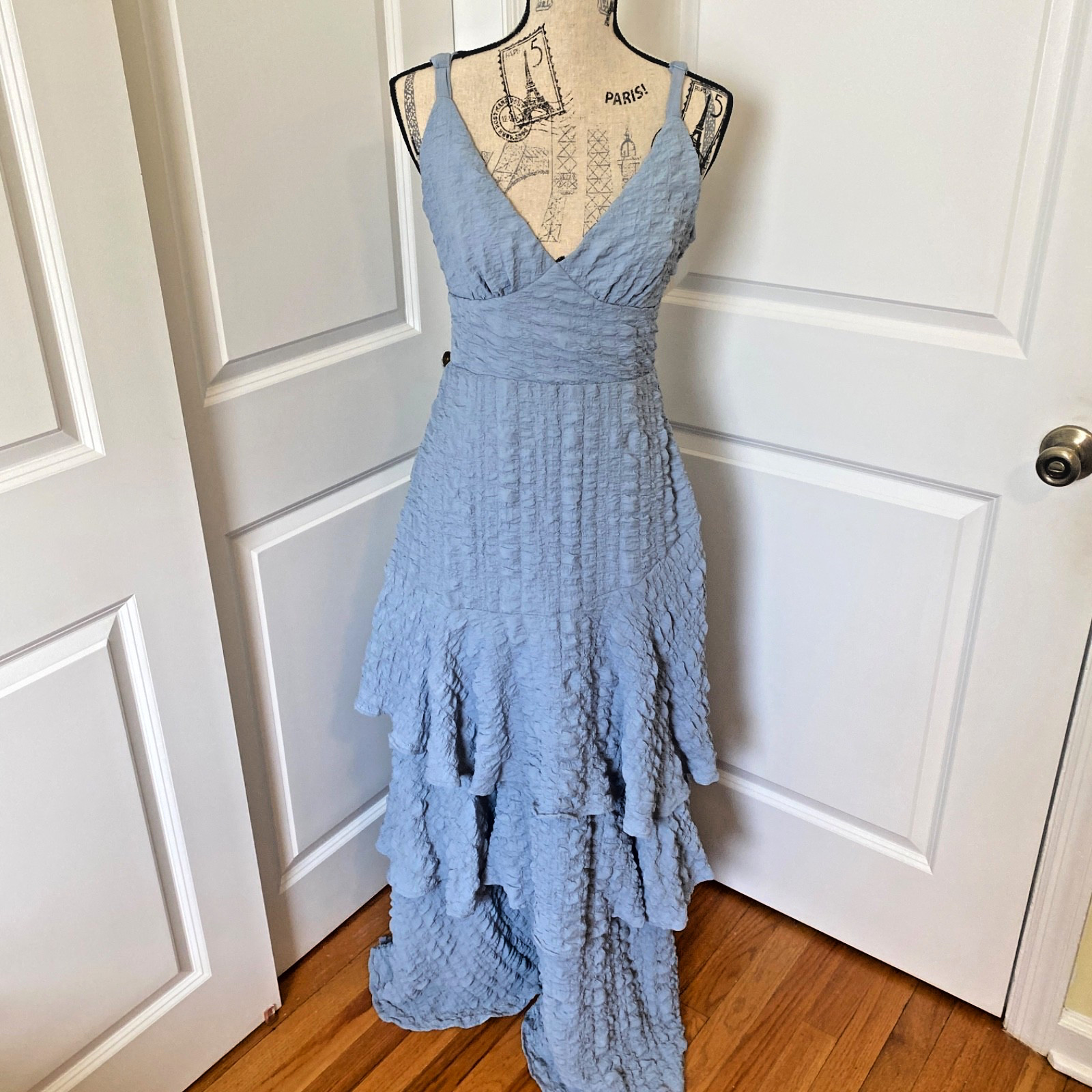 VICI Collection Long Maxi Dress Size Medium Chambray Blue Cottagecore Boho